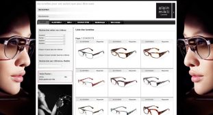 Site B2B cust.mikli.com dédié aux opticiens pour leur réassort, page catalogue Alain Mikli