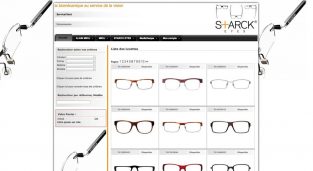 Site B2B cust.mikli.com dédié aux opticiens pour leur réassort, page catalogue Starck Eyes